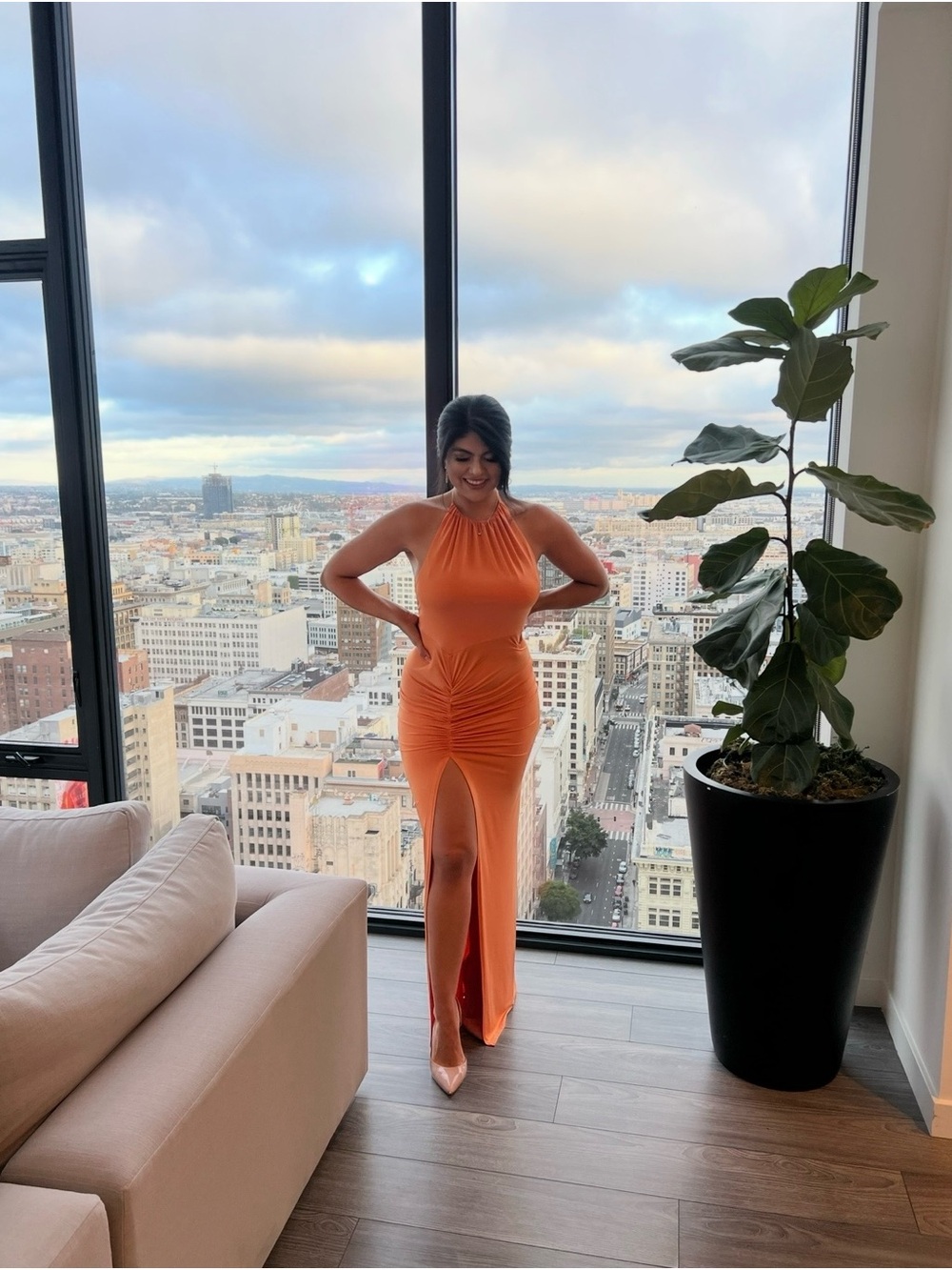Revolve x Michael Costello Maxi Dress in Tangerine Orange - Picture 3 of 3